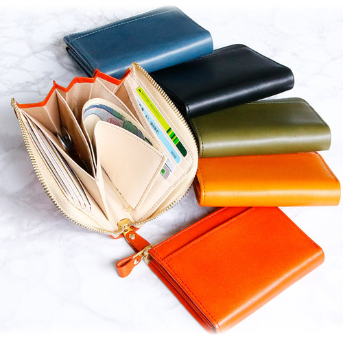 ミニマルチ財布】使い方自由自在 BELLVO 栃木レザー L字ファスナーミニ