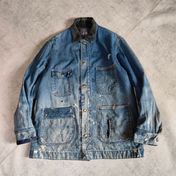 OshKosh パッチワークデニム バイカラー ジャケット カバーオール M OshKosh パッチワークデニム バイカラー ジャケット