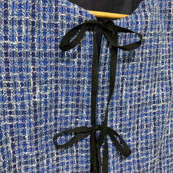 岡山デニム　ツイード   春　ベスト　コットン　綿　自然素材　デニム　ジレ　リボン　ブルー 6枚目の画像