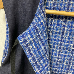 岡山デニム　ツイード   春　ベスト　コットン　綿　自然素材　デニム　ジレ　リボン　ブルー 4枚目の画像