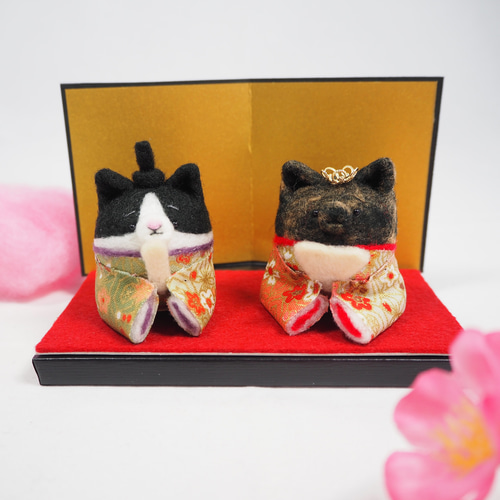 受注制作】ひなまつり ‐桃の節句‐ まゆねこ(各種)の雛人形セット 和柄