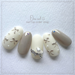 ネイルチップ オーダー 韓国 リボン ネイルチップオーダー】ガーリーネイル リボンネイル 韓国ネイル