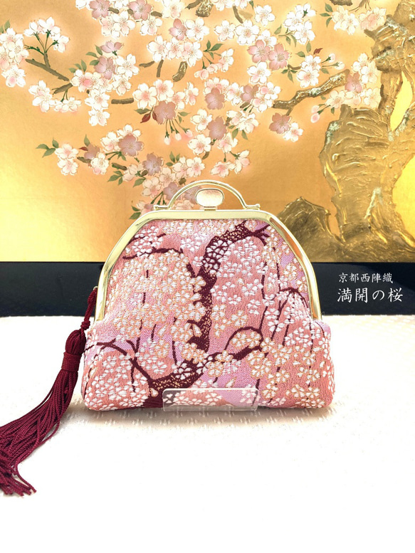 [京都西陣織] 満開の桜文様の小物入れ　Sサイズ 1枚目の画像