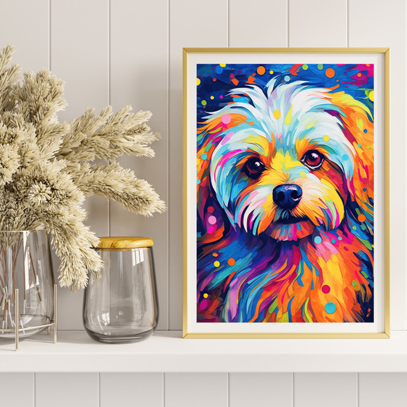 【Heavenly Life（天ノ国） - マルチーズ犬 No.2】アートポスター 犬の絵 犬の絵画 8枚目の画像