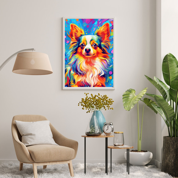 【Heavenly Life（天ノ国） - パピヨン犬 No.4】アートポスター 犬の絵 犬の絵画 7枚目の画像