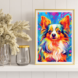 【Heavenly Life（天ノ国） - パピヨン犬 No.4】アートポスター 犬の絵 犬の絵画 8枚目の画像