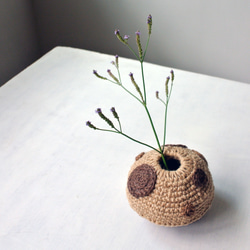 【水玉松ぼっくり編み花瓶】ドライフラワー/どんぐり/天然素材 2枚目の画像