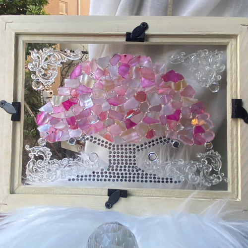 ピンクツリー インテリアフレーム シャビーホワイト ஐ シェルアート