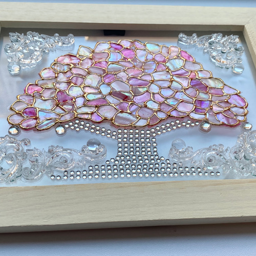 ピンクツリー インテリアフレーム シャビーホワイト ஐ シェルアート