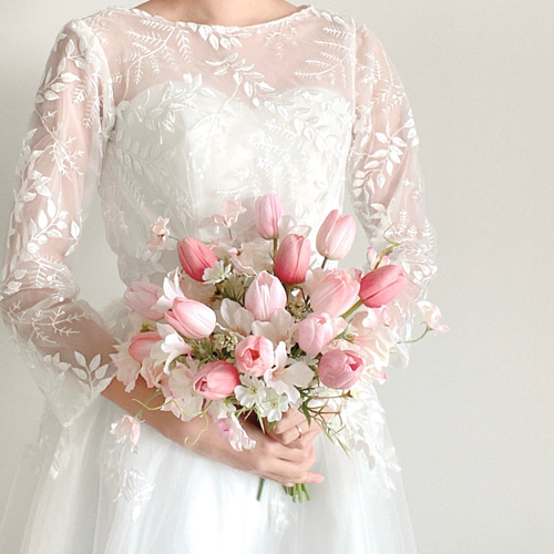 チューリップウェディングブーケ【結婚式/ウェディング/リゾート婚/前