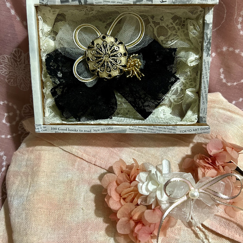 458»◤完売致しました。◢ 髪飾りandコサージュ*インド刺繍リボン