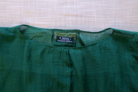 訳ありでお得！・インド布のチュニックとバッグのセット（グリーン）・シンガポールから送料無料 10枚目の画像