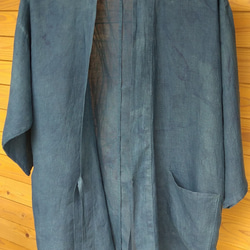 Sale  メンズ    正藍染 藍衣 ヘンプ(大麻)100%   作務衣  ジャケット 3枚目の画像