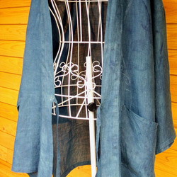 Sale  メンズ    正藍染 藍衣 ヘンプ(大麻)100%   作務衣  ジャケット 6枚目の画像