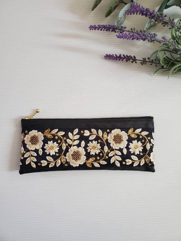 再販】インド刺繍リボンのペンケース 新生活/入学祝い/就職祝い/ポーチ