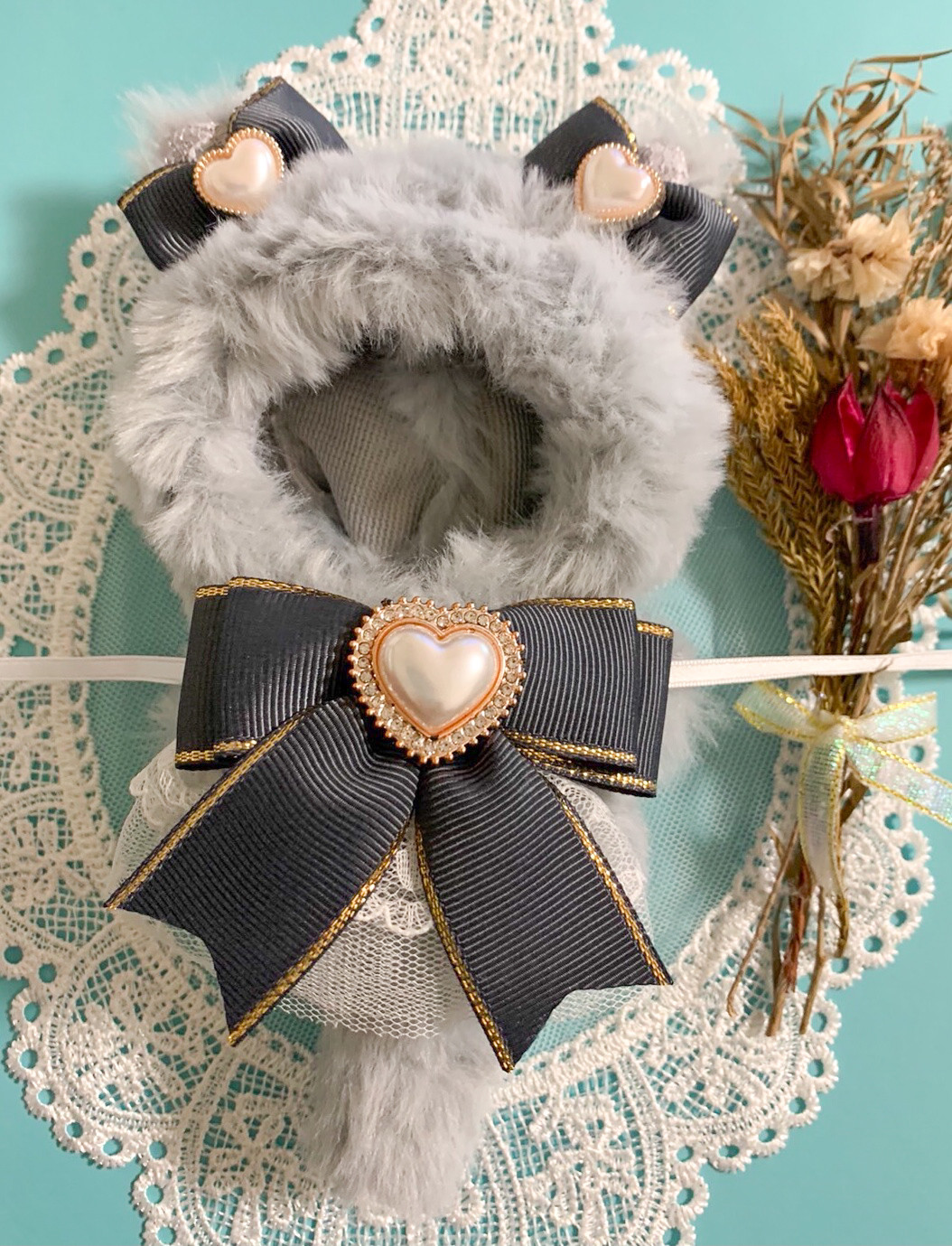 【送料関税無料】 ぬい服 着ぐるみ ぬいぐるみ 10cm ぬいぐるみ 猫耳 グレー クラフト・布製品