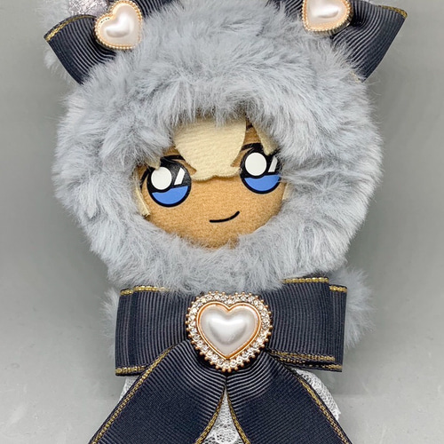 2024年のクリスマスの特別な衣装 ぬいぐるみ ぬいぐるみ 猫耳 グレー 10cm ぬい服 着ぐるみ 着せ替え服・アウトフィット