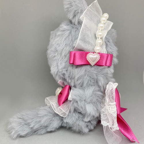 着ぐるみ ぬい服 10cm グレー ピンク 猫耳 ネコ耳 ぬいぐるみ ジーナ