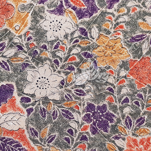 ワンタッチ着物 くらわん着物 洗える着物リメイク 茶系辻が花模様 着物