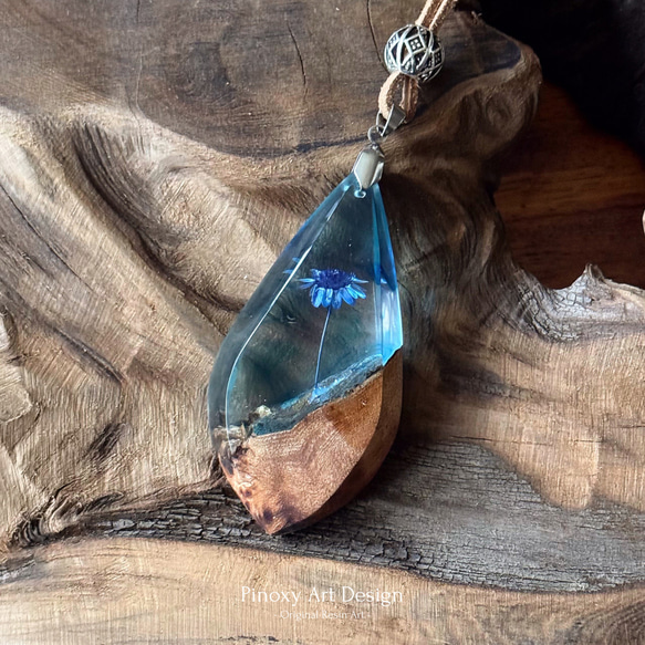 Ocean Drop ウッドレジンアクセサリー ペンダント 楡(ニレ) ネックレス