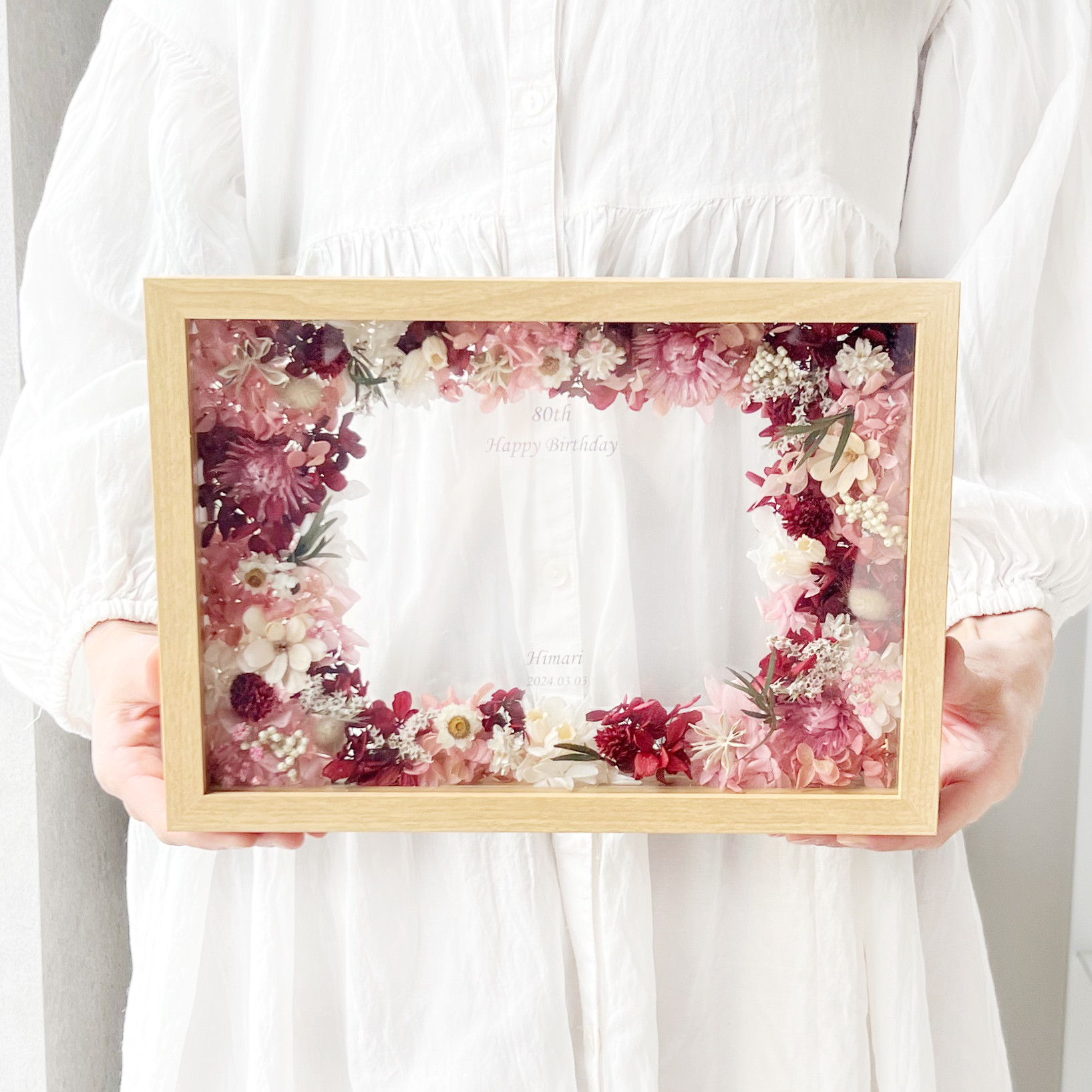 写真も飾れる＊2L判サイズ　8001ワイン　木製ガラスフォトフレーム　結婚祝い　両親贈呈　子育て感謝状　還暦祝い 10,765円