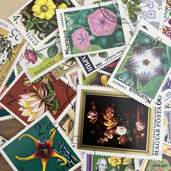 113・海外切手　花・植物セット　50枚　切手　コレクション　ヴィンテージ　海外 5枚目の画像