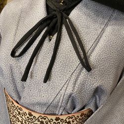 着物 洗える 化繊 ワンピース ドレス ハンドメイド リメイク 帯サッシュベルト  KW-238 3枚目の画像