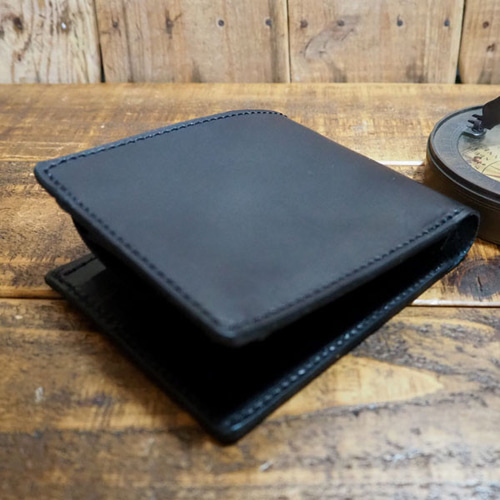 ハーフウォレット　栃木レザー　ワイルドレザー　ブラック ハーフウォレット 栃木レザー ワイルドレザー ブラック