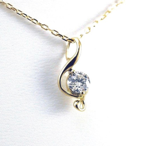 ト音記号プチネックレス K18ダイヤモンド ネックレス・ペンダント 音楽  