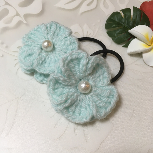 No.85❁ハワイアンシュシュ❁ハンドメイド❁フラ❁ヘアゴム 