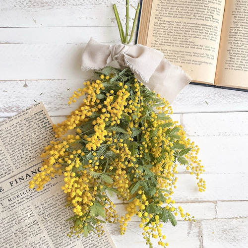 フレッシュミモザとユーカリのスワッグ＊サイズアップ可 スワッグ