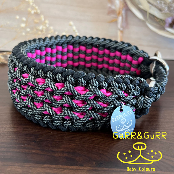 パラコード首輪 ハーフチョーク ネイビー にこちゃん No.0152 50色より