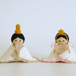 【yuj - süß line】ちいさな編みぐるみのお雛様　ひな人形　ひな祭り　桃の節句　季節の飾りもの 6枚目の画像