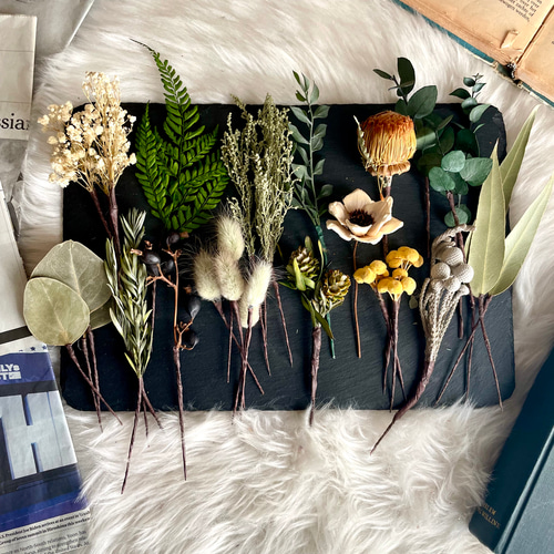 グリーンいっぱい森の髪飾り ヘッドパーツ ドライフラワープリザーブド