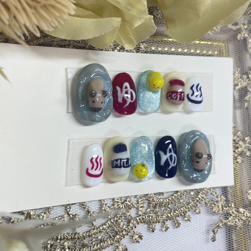 サイズオーダー♡ 3Dカピバラ温泉ネイルチップ size order nailtip