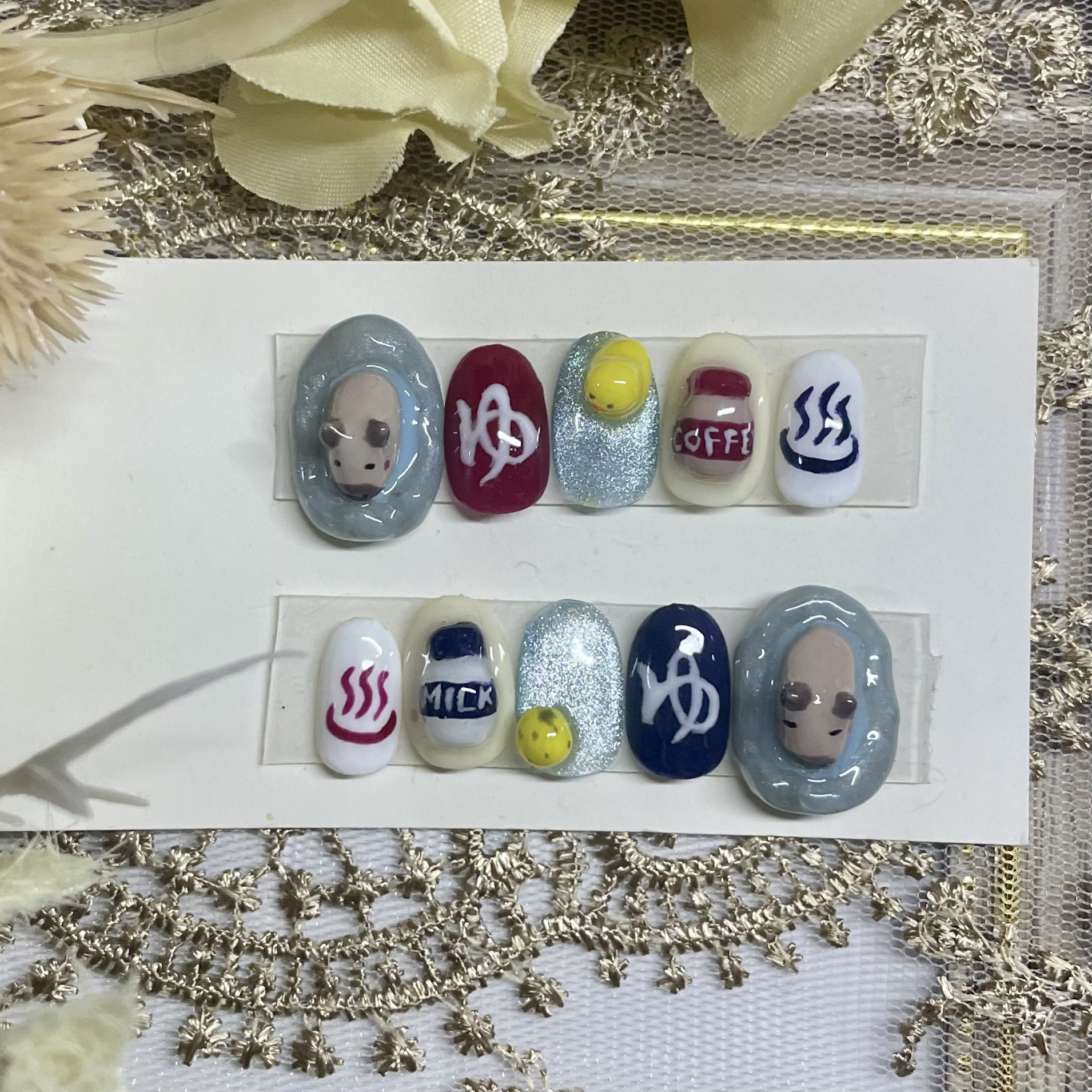 ⭐︎MIHO⭐︎様サイズ1翌日発送 サイズオーダー♡ 3Dカピバラ温泉ネイルチップ size order