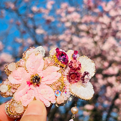 エムズグレイシー　お花レース刺繍　フード付き　スプリング春ジャケット　サイズ38 M'S GRACY 2024 Spring Collection | msgracy