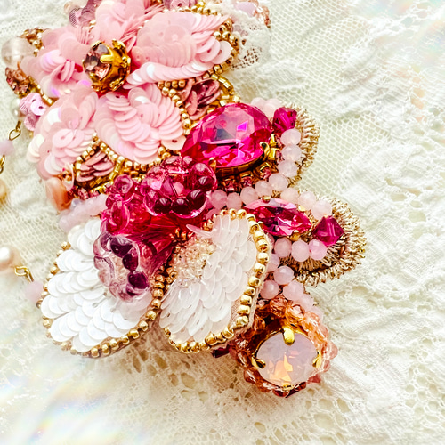 オートクチュール刺繍の桜のブーケ レースバレッタ ヘッドドレス