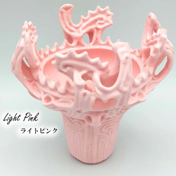 12cm ピンク【Colorfu 火焔型土器 レプリカ 3Dプリント】 かわい  縄文土器 奇麗なオブジェ 1946M 2枚目の画像