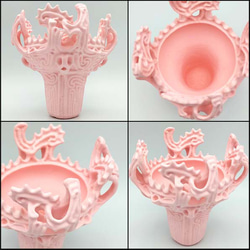 12cm ピンク【Colorfu 火焔型土器 レプリカ 3Dプリント】 かわい  縄文土器 奇麗なオブジェ 1946M 6枚目の画像