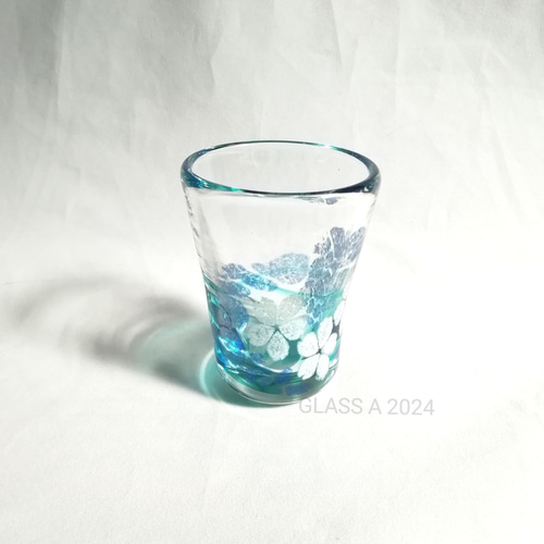青い揺らぎ 桜 冷酒グラス 猪口 おちょこ・ぐい呑み・徳利 Glass A