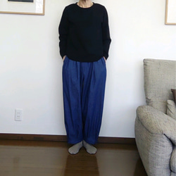 岡山デニムのゆったりバルーンパンツ　ブルー 2枚目の画像