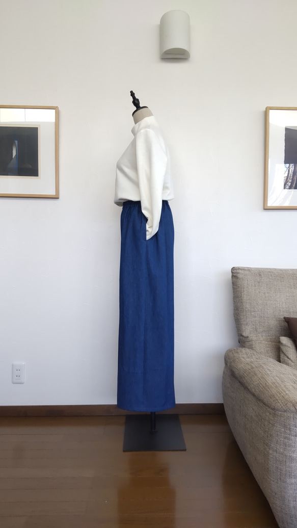 岡山デニムのワイドバンツ　ブルー 6枚目の画像