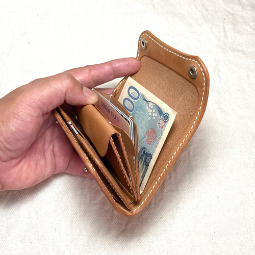 【総手縫い】栃木レザー コンパクト財布 本革 三つ折り財布 メンズ レディース 手のひらに収まる機能美｜本革 総手縫い 三つ折り財布 ナチュラル ミニ