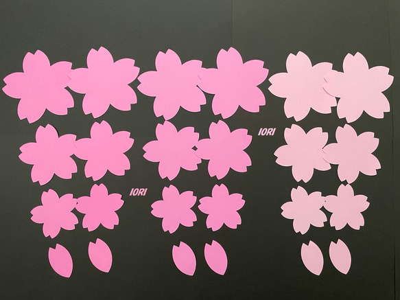 壁面飾り♪ 春 桜＆花びら　３色／ 大・中・小／３種類 1枚目の画像