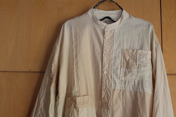 SAYOCAFEメイド、ざっくりオーバーサイズのパッチワークシャツ 4枚目の画像