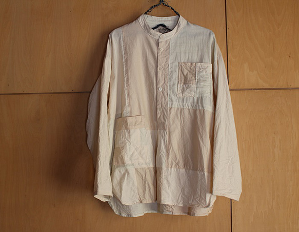 SAYOCAFEメイド、ざっくりオーバーサイズのパッチワークシャツ 2枚目の画像