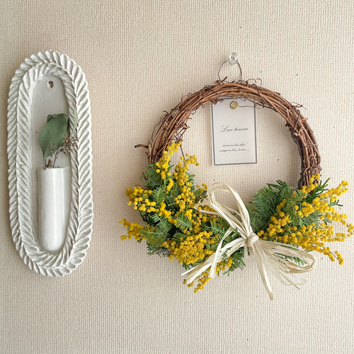 ミモザのリース ミモザ リース ドライフラワー お祝い プレゼント 記念