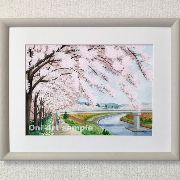 原画】光風（水彩画）☆光 森 水 絵画インテリア プレゼントに