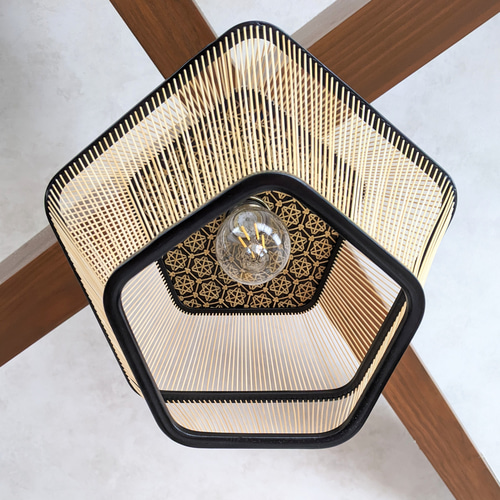 駿河竹細工 五角形の灯り ペンダントライト シーリングライト 天井照明